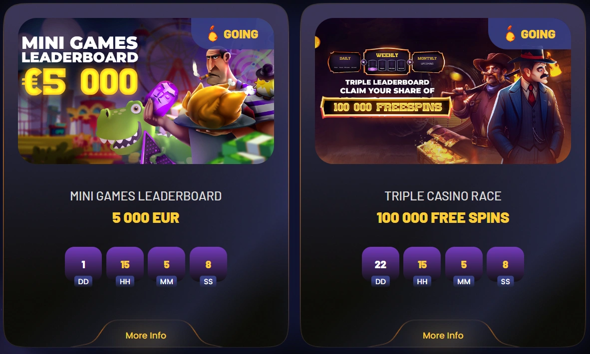 Active Donbet tournament leaderboards